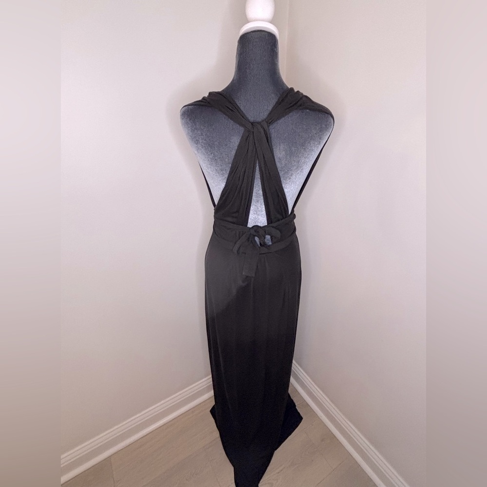 Tart Black Jersey Tie Back Maxi Dress Size M - Picture 5 of 12